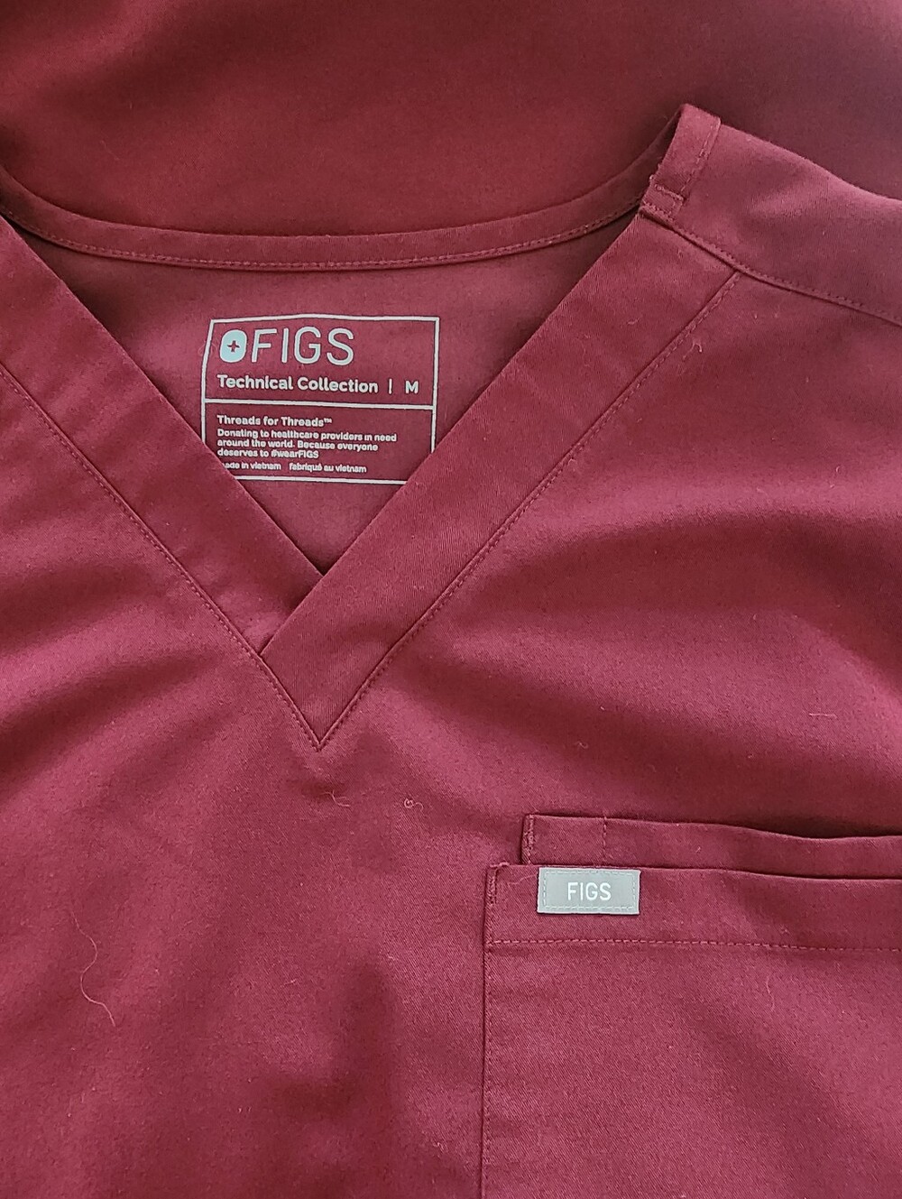 Figs Set Burgundy Mens Leon Scrub Top & Cairo Straught Leg Scrub Pant Size Med - Picture 5 of 16
